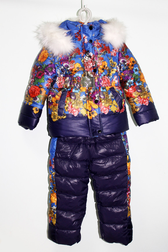 Дитячий зимовий комбінезон з курткою, для дівчинки "Квіти"