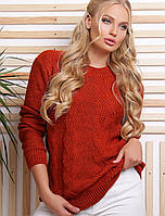 Женский теплый вязаный свитер больших размеров (152 mrs) Терракот