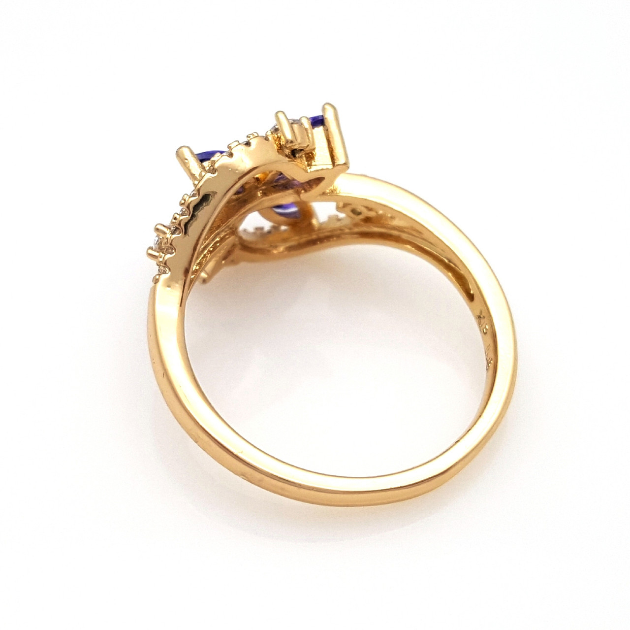 Кольцо, Цветок с фиолетовым цирконием, p. 17,5 р. 18,5, позолота Xuping, 18К - фото 4 - id-p789725210