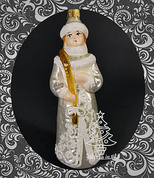 Скляна ялинкова іграшка Снігуронька біла 18/к-а, фото 2