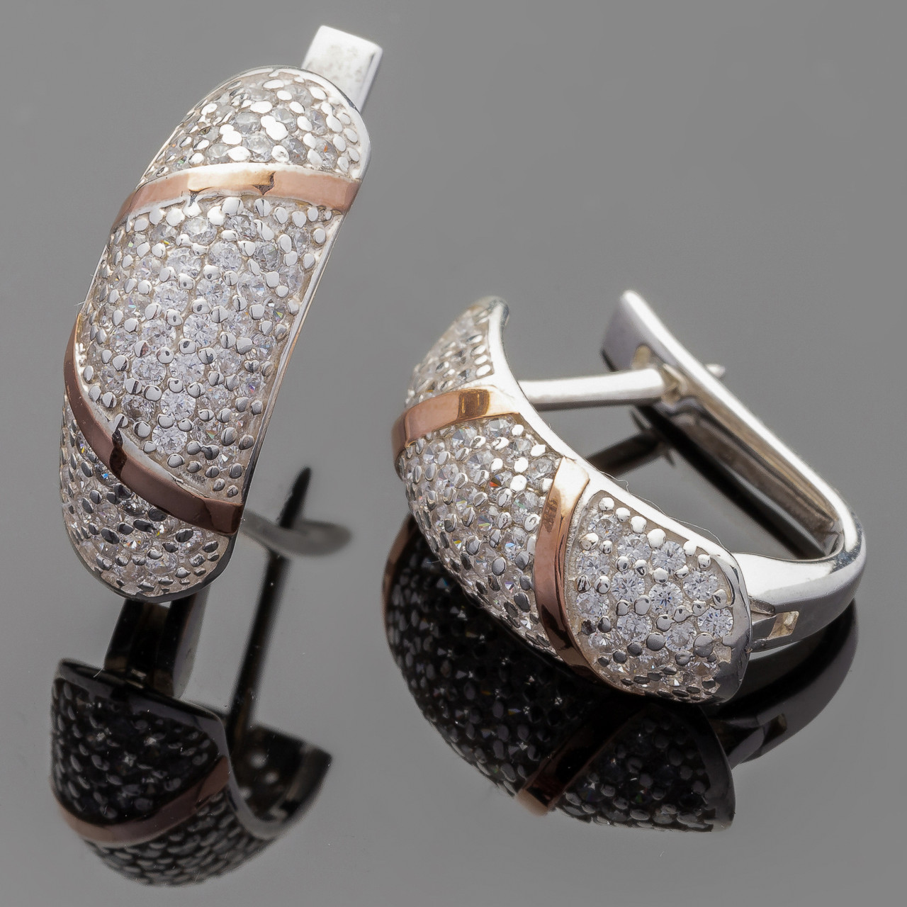 Серьги серебряные 925 пробы с золотыми вставками арт. 248с