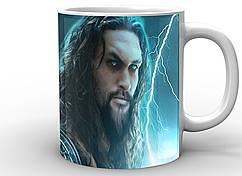 Кружка GeekLand біла Аквамен Aquaman блискавка AQ.02.007