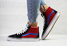 Зимові високі кеди Vans Old Skool,Ванс замшеві,сині з червоним, фото 3