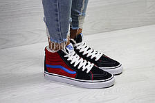 Зимові високі кеди Vans Old Skool,Ванс замшеві,сині з червоним, фото 2