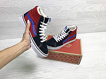 Зимові високі кеди Vans Old Skool,Ванс замшеві,сині з червоним, фото 3