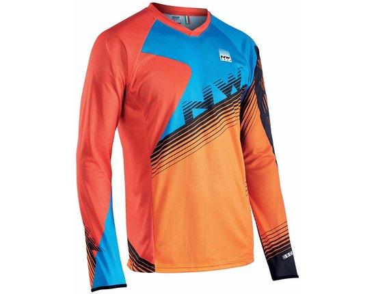 Велоджерсі Northwave Drop MTB XXL Jersey/LS на довгий рукав помарнчевий/червоний/синій