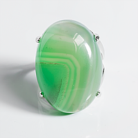 Агат зеленый, 25*18 мм., серебро 925, кольцо, 946КА