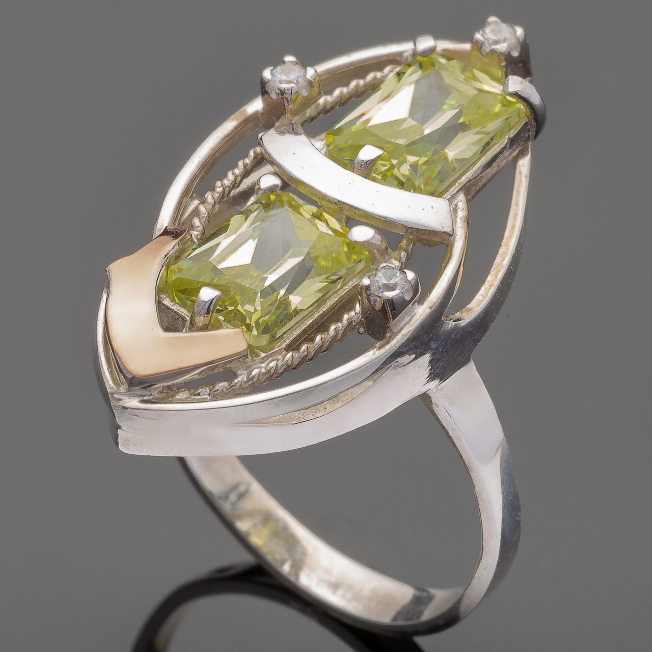 Кольцо серебряное 925 пробы с золотом арт. 251к