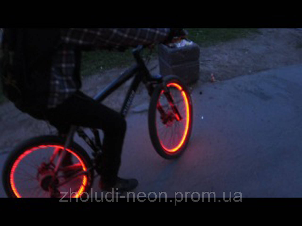 Підсвітка коліса,рами велосипеда яскравим оптичним проводом—свытловими шнурками.(батарейки в комплекті)., фото 1