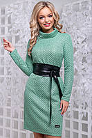 Теплу сукню з фактурного трикотажу комір хомут 42-50 розміру зелене