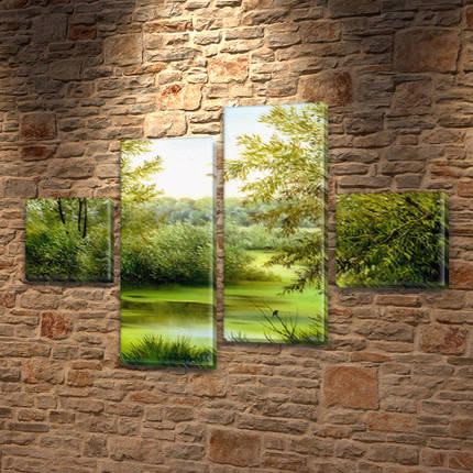 Модульна картина Зелена роща на ПВХ тканини, 70x110 см, (25x25-2/65х25-2), фото 1