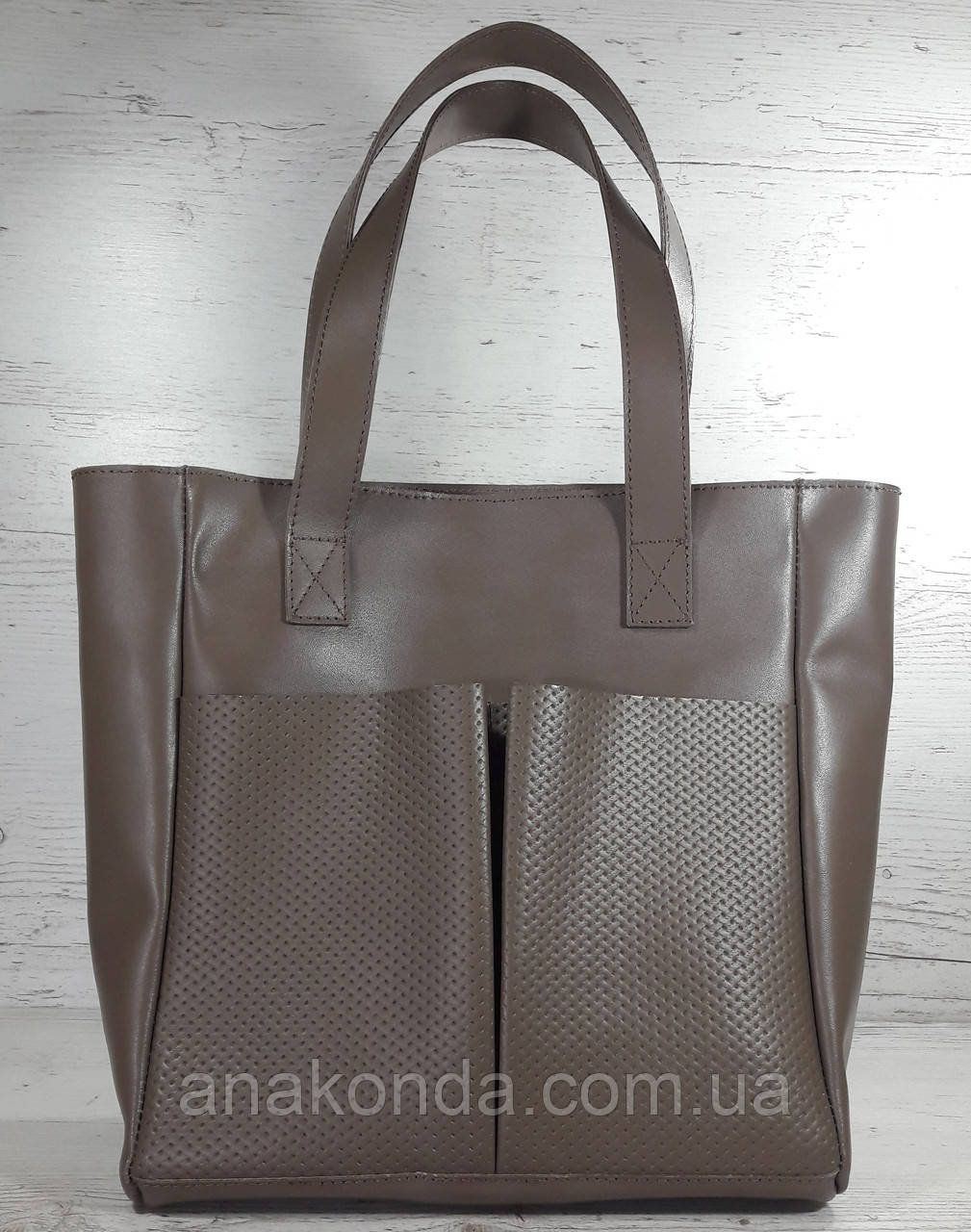 532 Сумка жіноча натуральна шкіра на підкладці та блискавці, тауп (холодний пісочний, темний бежевий)