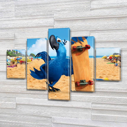 Модульна картина Ріо в дитячу кімнату, 95x135 см, (40x25-2/70х25-2/95x25), фото 1