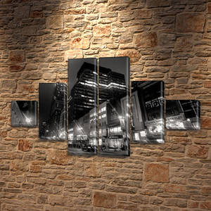 Модульна картина Вогні вітрин на ПВХ тканини, 75x130 см, (20x20-2/45х20-2/75x20-2)