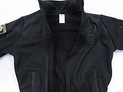 Флісова кофта для поліції "milt-3/2" чорна з накладками на плечах і ліктях