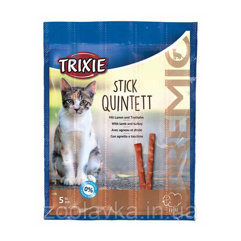 Ласощі "PREMIO Quadro-Sticks" палички жувальні для котів Trixie (Триксі) ягня-індейка