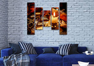 Модульні картини в спальню на ПВХ тканини, 90x110 см, (90x20-2/60х20-2/45x20), фото 4