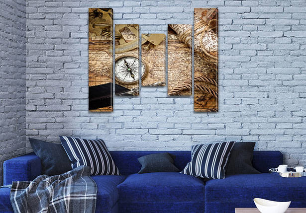 Модульні картини в спальню на ПВХ тканини, 90x110 см, (90x20-2/60х20-2/45x20), фото 1