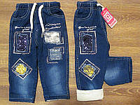 Джинси на махрі для дівчаток із паєтками. 1-4 роки