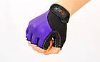 Рукавиці для фітнесу жіночі ZEL BC-3787 (PVC, PL, відкриті пальці, р-р S-M, син, рожевий, червоний,фіол), фото 9