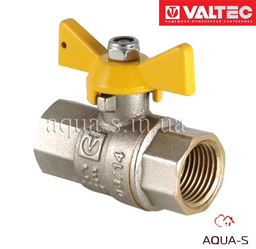 Кран газовий Valtec VALGAS DN 3/4" (PN 40) Внутрішній-внутрішній VT.277.N.05, фото 1