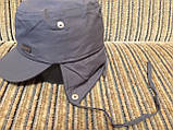 Вельветова кепка-німка дитяча, утеплена на флісі розмір 53-54, колір темно-синій, фото 5