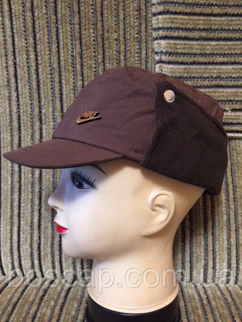 Дитяча кепка-німка, утеплена на флісі, плащівка, розмір 53-54, коричневий колір