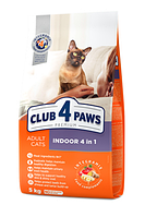 Корм Клуб 4 Лапи Преміум indoor 4 в 1 для кішок, що живуть в приміщенні (з куркою), 14 кг Акція