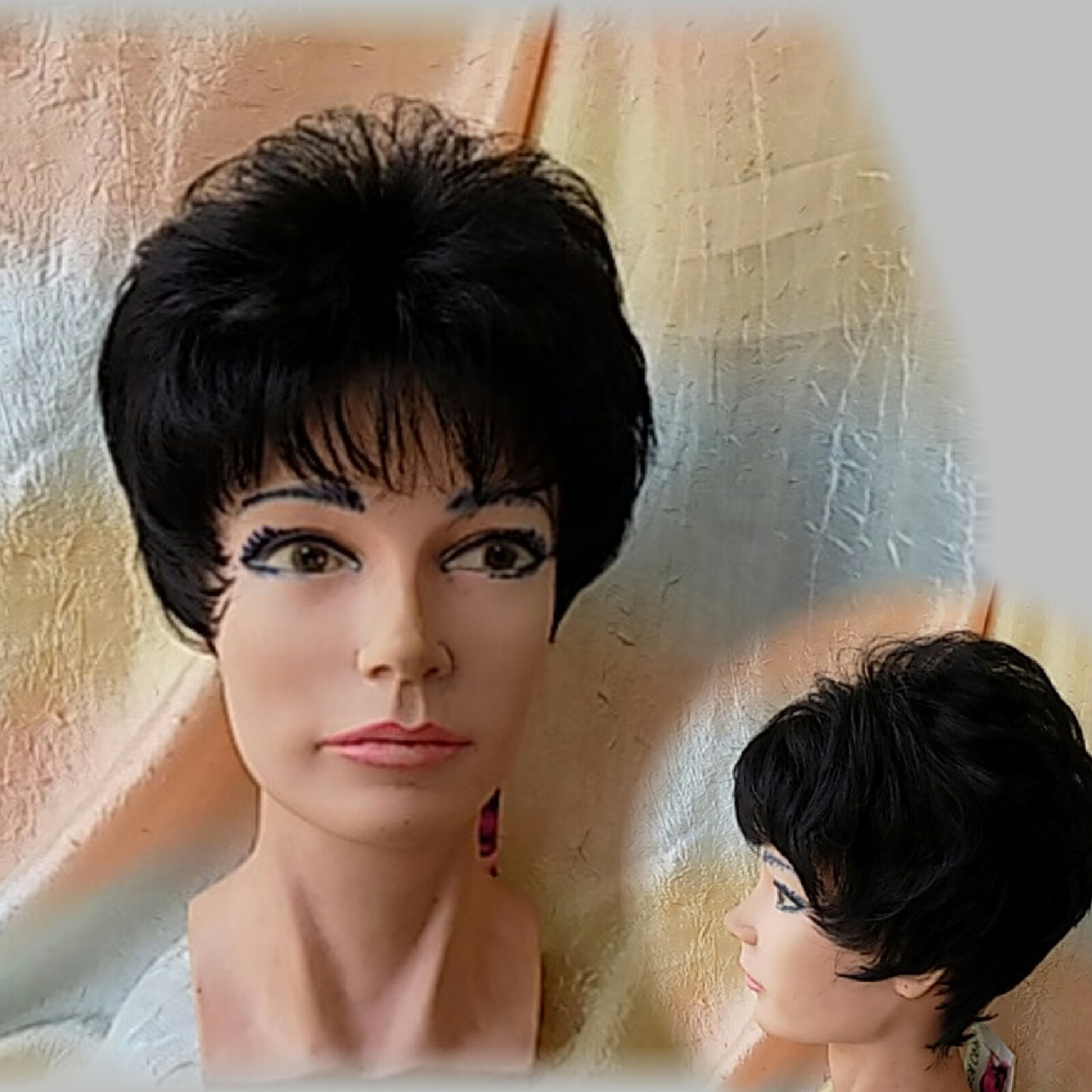 Перука коротка кучерявий з термоволосся чорна CXD825-1, фото 1