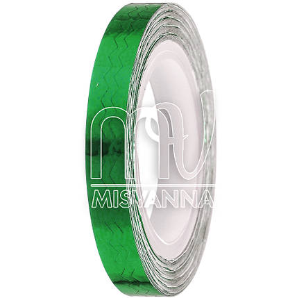 Стрічка-скотч для декору 6 мм, Т12 зигзаги зелений, фото 1