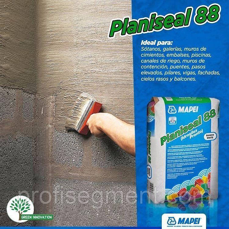 Осмотичний цементний розчин для гідроізоляції цегли та бетону Mapei Planiseal 88 Grigio 25кг,Харків
