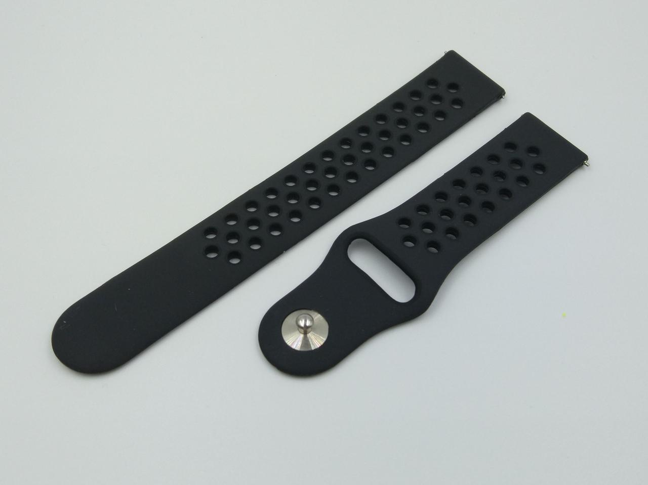 Силіконовий ремінець Sport Nike Style для Amazfit GTR 2 / Pace / Stratos / 22 мм Чорний 1791P