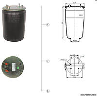 Пневморессора без стакана Rexrod DAF (3 шпильки-2 воздуха 3836-02P)