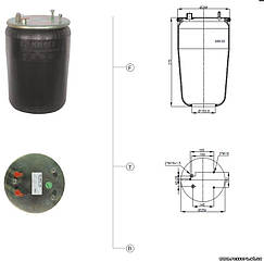 Пневморессора без стакану Rexrod DAF (3 шпильки-2 повітря 3836-02P)