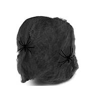 🔥 Гелловін! Павутина з павуками 100х150 см для оформлення інтер'єру, Чорна