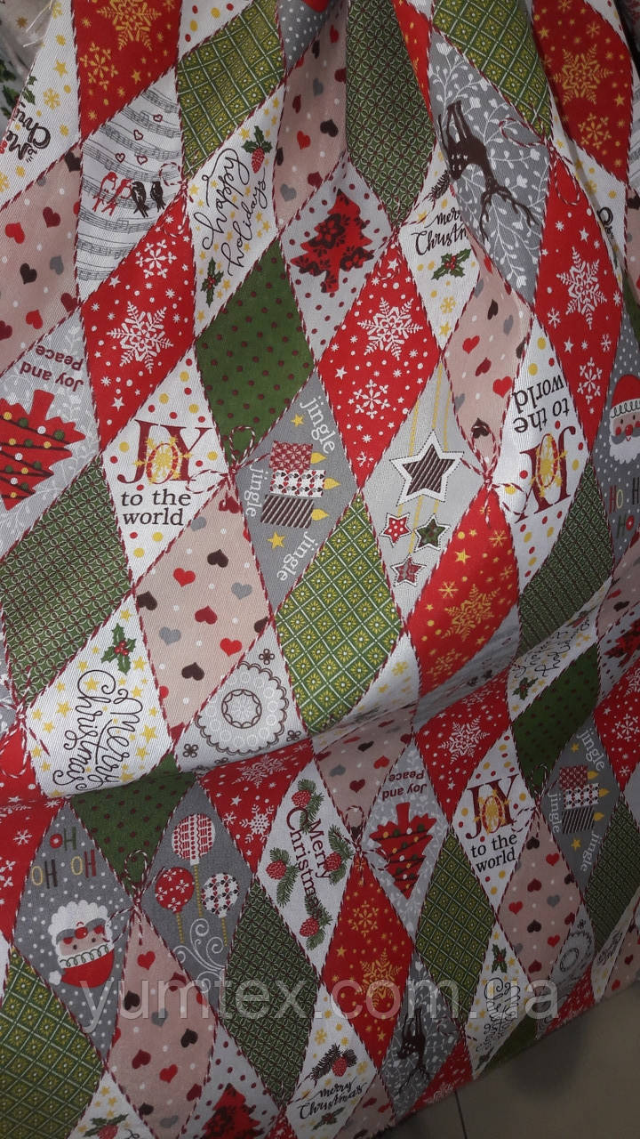 Декоративна новорічна тканина Ромб різдвяний, фото 1