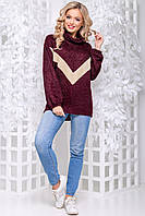 Модный женский свитер из ангоры травка свободного фасона 42-50 размера марсаловый