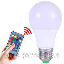 Кольорова лампа світлодіодна LED-лампа освітлення 7W 16 кольорів із пультом ДК