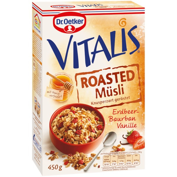 Мюслі Dr.Oetker Vitalis з полуницею та ваніллю, 450 г.