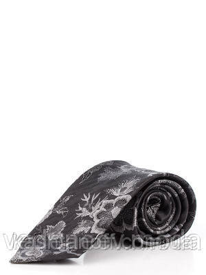 Краватка темно-сіра у квітковий принт