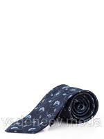 Темно-синя краватка в рослинний принт