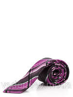 Краватка вузька в бузково-чорну карту, жакардовий шовк високої якості