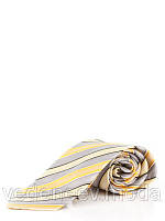Краватка з мікрофібри в діагональну жовто-сіру смужку
