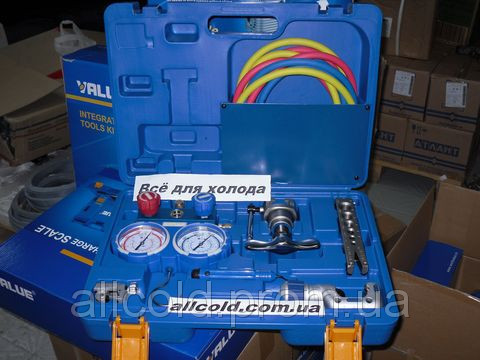Набір для обробки труб VALUE VTB-5B-1( 2 труборіза,808, колетор R410A,R407C,R22,R134A, шланги ) кейс, фото 1