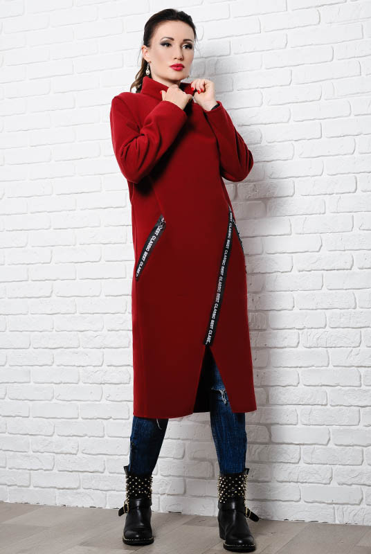 Жіноче бордове пальто -Елісон -
