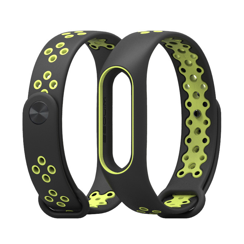 Ремінець Xiaomi Mi Band 2 MiJobs Sport Plus силіконовий перфорований Чорний / Зелений 1693P