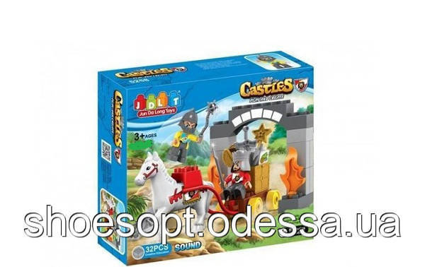 Конструктор JDLT Лицарі: 32 великі деталі, звук, фігурки, конячка, фото 1