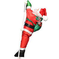 Новорічна фігура Санта на сходах, декоративний Дід Мороз 90 см