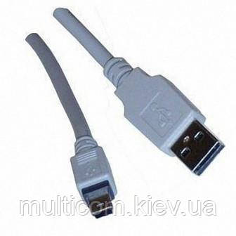 05-09-006. Шнур USB штекер А - штекер mini USB, сірий, 20см