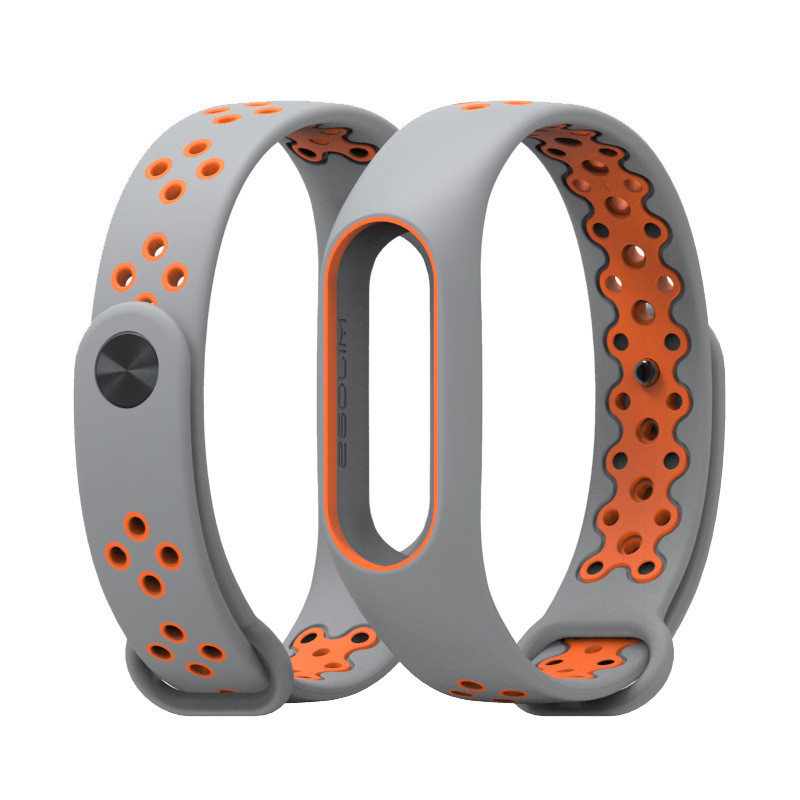 Ремінець Xiaomi Mi Band 2 MiJobs Sport Plus силіконовий перфорований Сірий / Помаранчевий 1693P